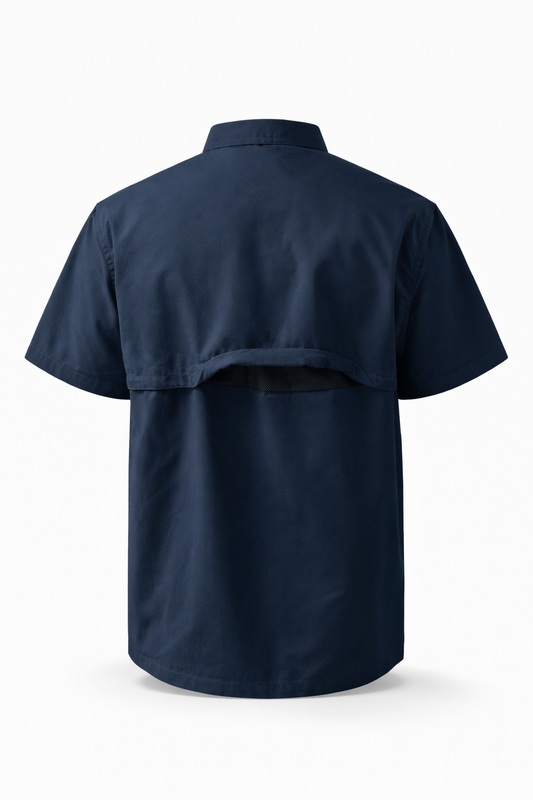 Camisa Azul Oscura Manga Corta