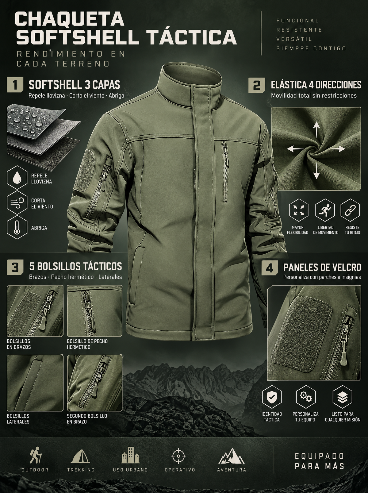 Chaqueta Táctica HK6 Verde