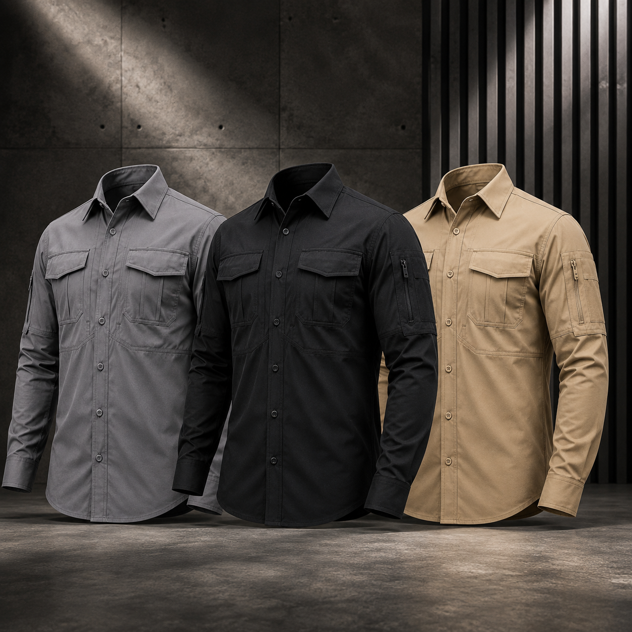 Camisa Táctica Gris (Tela Stretch / Elastica) - TAG