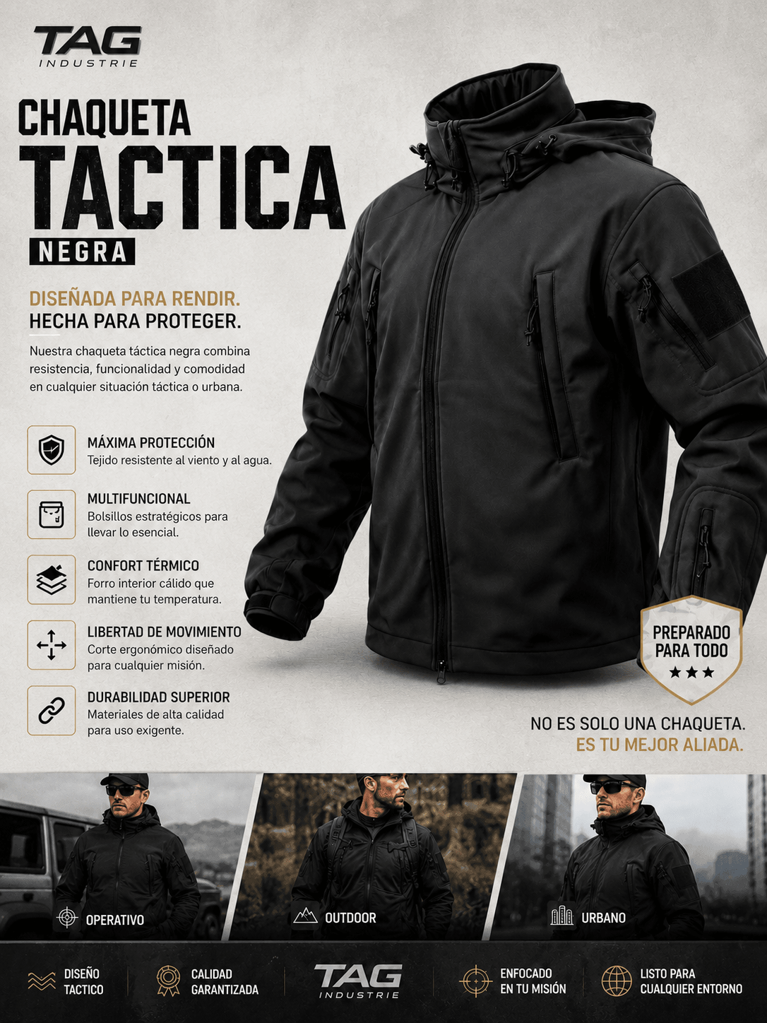 Chaqueta Táctica Operaciones Especiales (Negro) - TAG