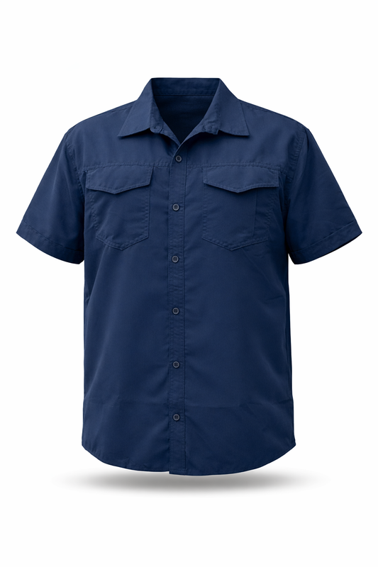 Camisa Azul Oscura Manga Corta