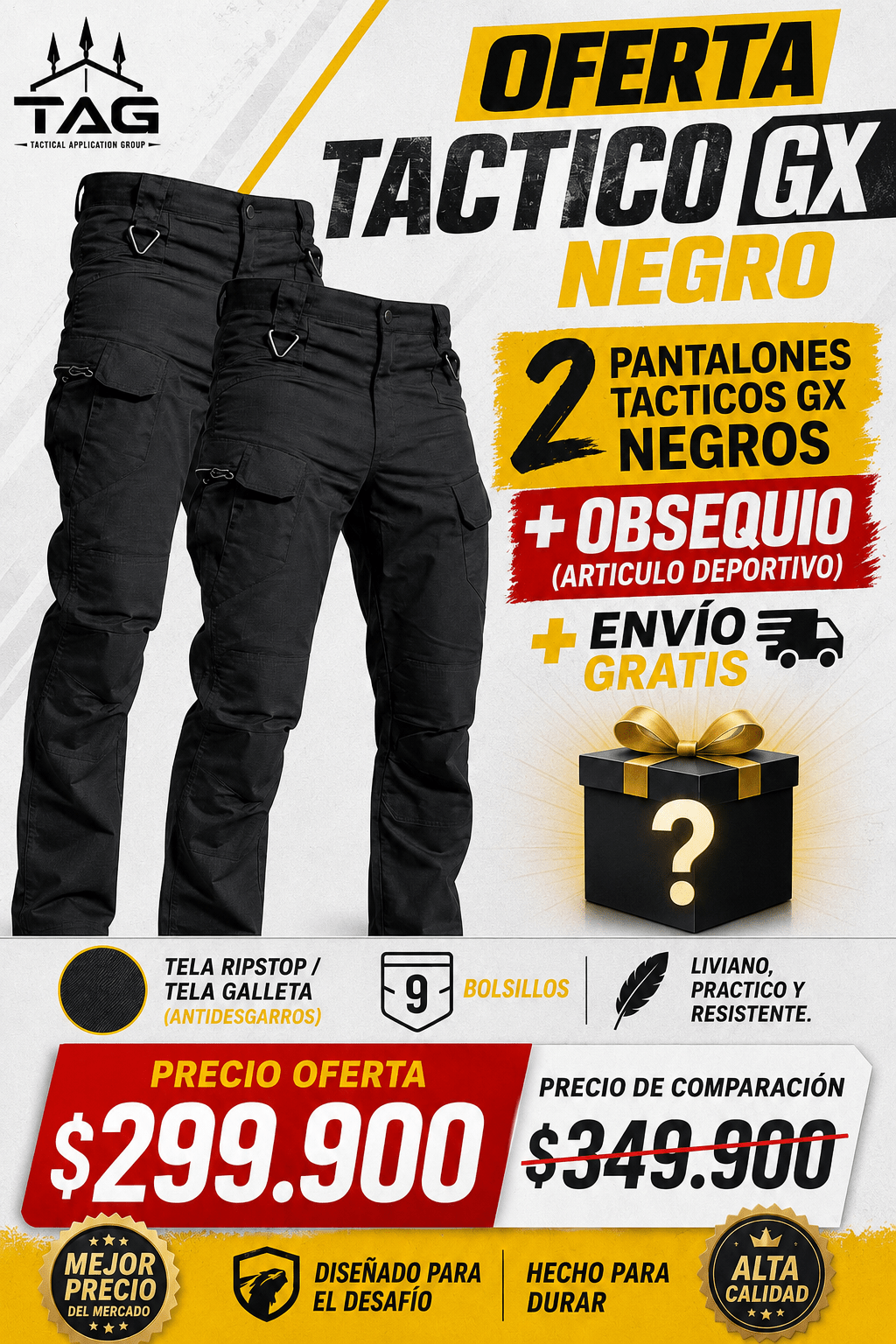Oferta Tacticos GX negros X2 - TAG