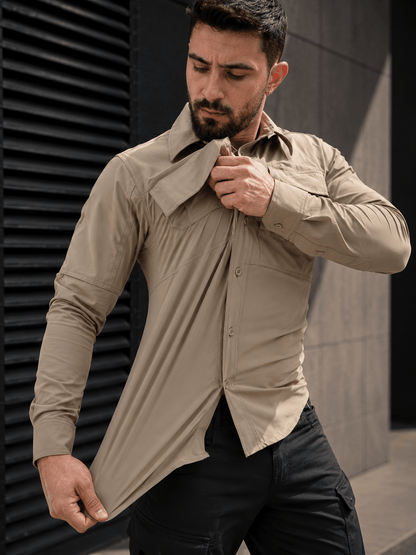 Camisa Táctica Khaki (Tela Stretch / Elastica) - TAG