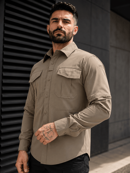 Camisa Táctica Khaki (Tela Stretch / Elastica) - TAG