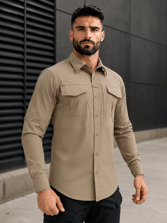 Camisa Táctica Khaki (Tela Stretch / Elastica) - TAG