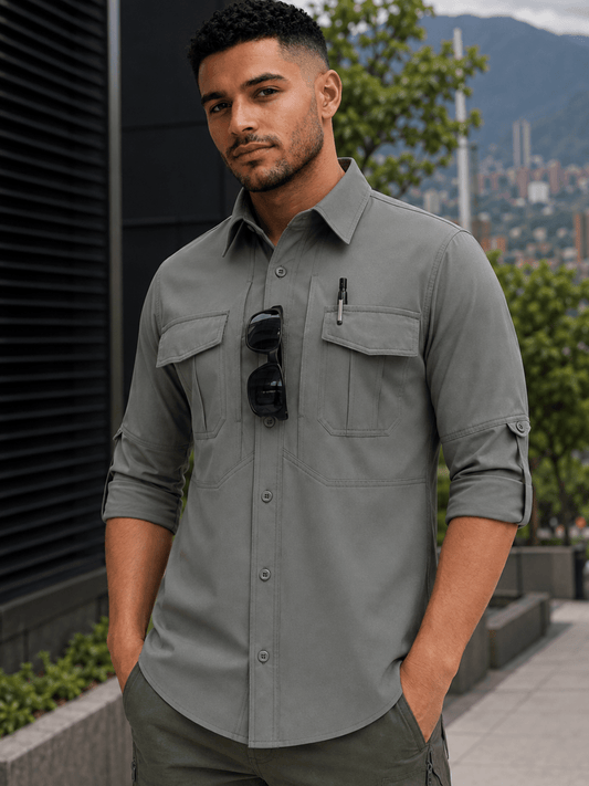 Camisa Táctica Verde US (Tela Stretch / Elastica) - TAG