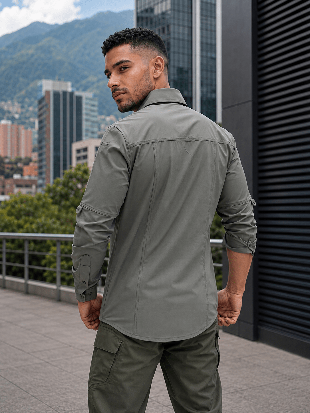 Camisa Táctica Verde US (Tela Stretch / Elastica) - TAG
