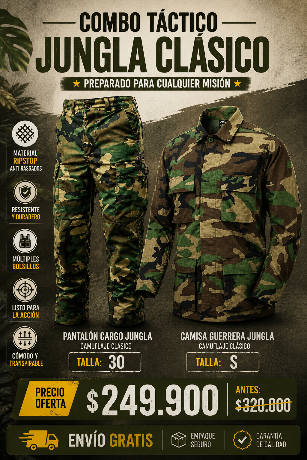 Promo Guerrera + Camuflado jungla clasico - TAG