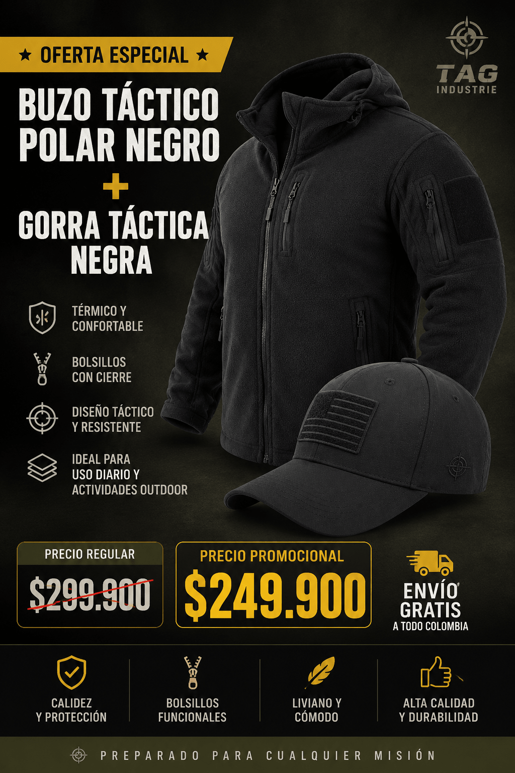 Promo Buzo Negro + Gorra Negra - TAG