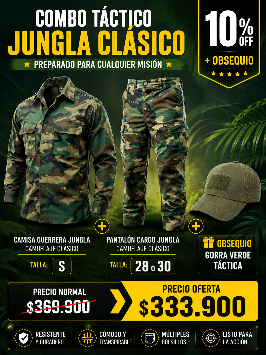 Promo Guerrera + Camuflado jungla clasico - TAG