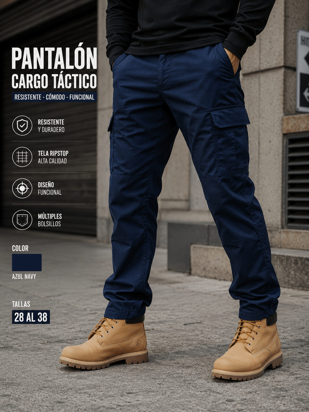 Pantalon Tactico Cargo Azul Navy - TAG