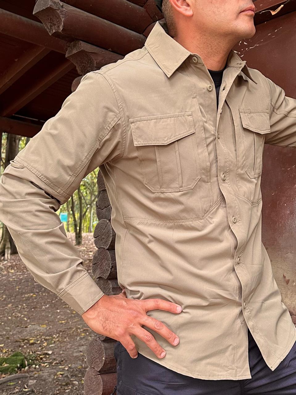 Camisa Táctica Khaki (Tela Stretch / Elastica) - TAG