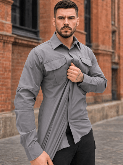 Camisa Táctica Gris (Tela Stretch / Elastica) - TAG