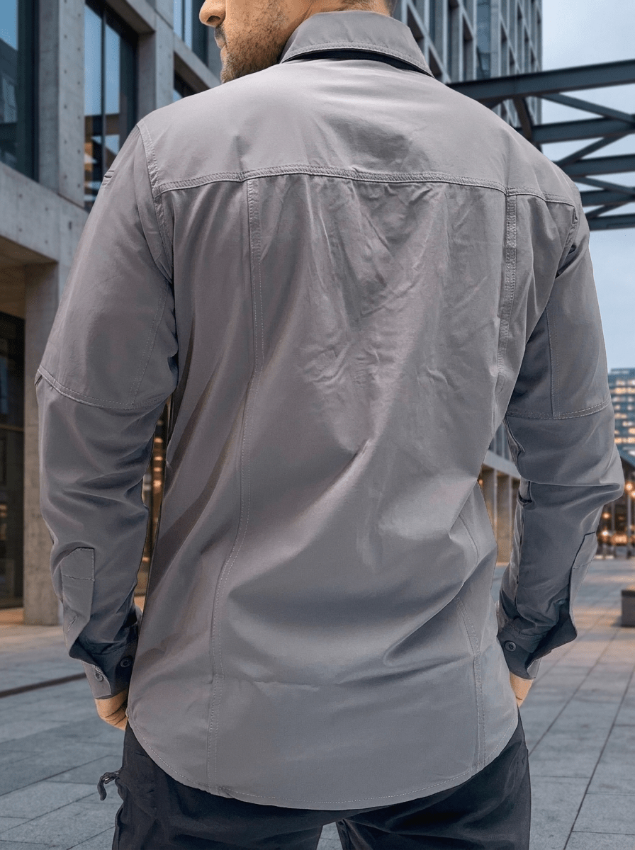 Camisa Táctica Gris (Tela Stretch / Elastica) - TAG
