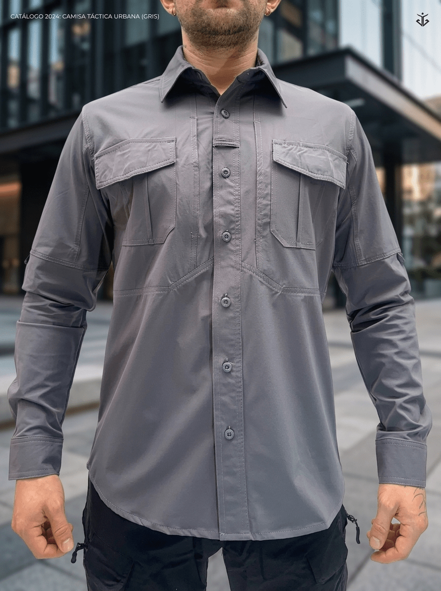 Camisa Táctica Gris (Tela Stretch / Elastica) - TAG