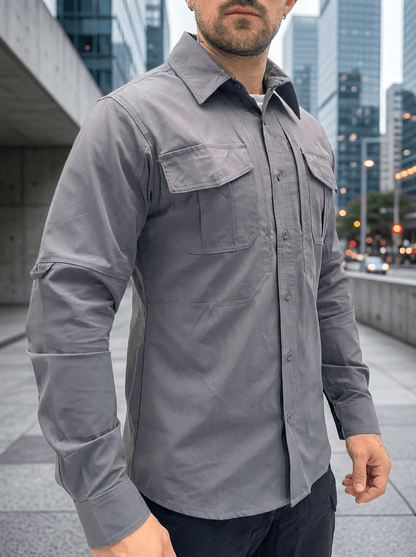 Camisa Táctica Gris (Tela Stretch / Elastica) - TAG