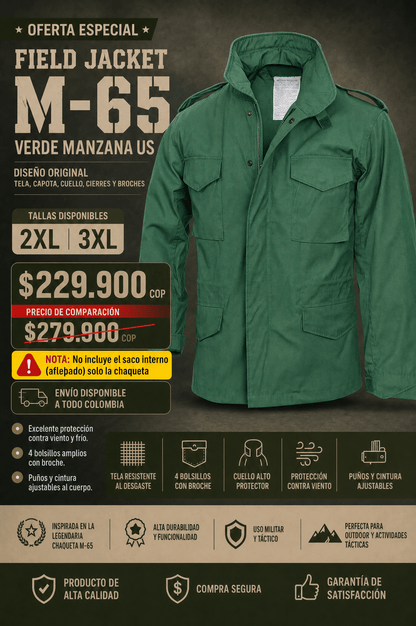 Oferta Field Jacket M65 Verde Manzana