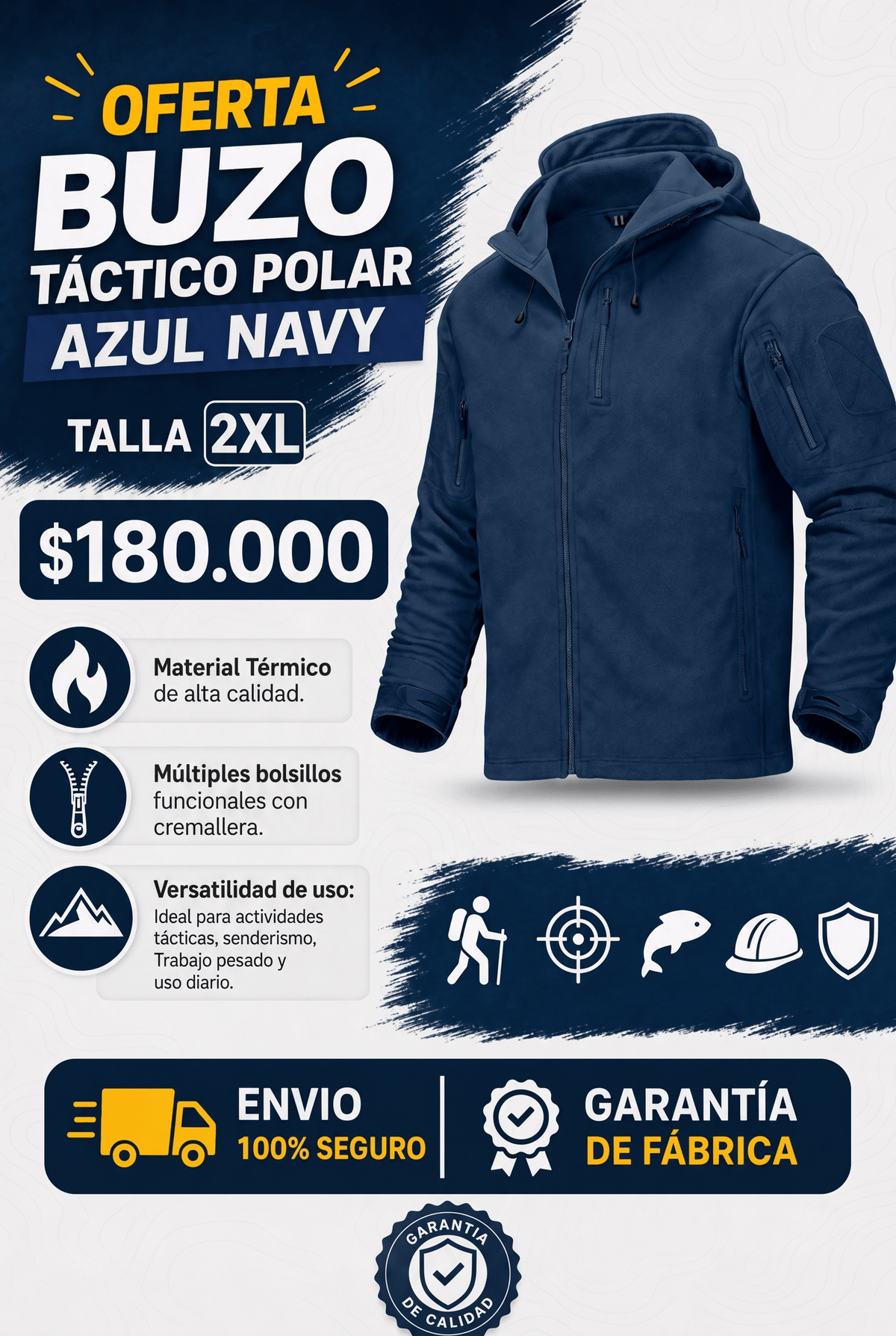 Oferta Buzo Tactico Polar Azul - TAG