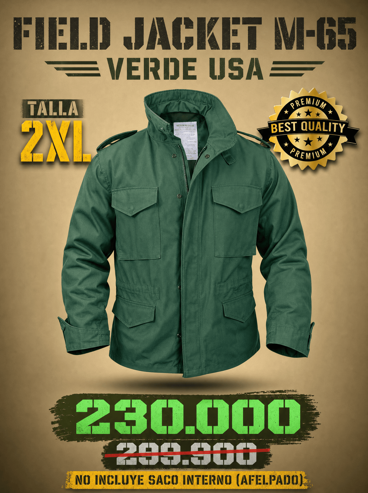 Oferta Field Jacket M65 Verde Manzana - TAG